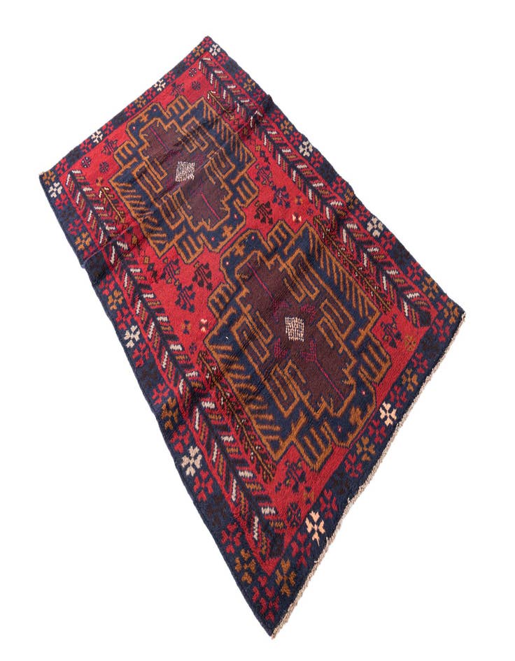 Detail image of  2' 10 x 4' 9  Hand Knotted Balouch Persian Wool Rug