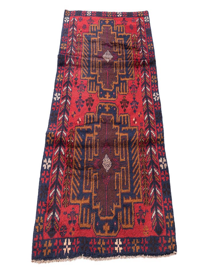 Detail image of  2' 10 x 4' 9  Hand Knotted Balouch Persian Wool Rug