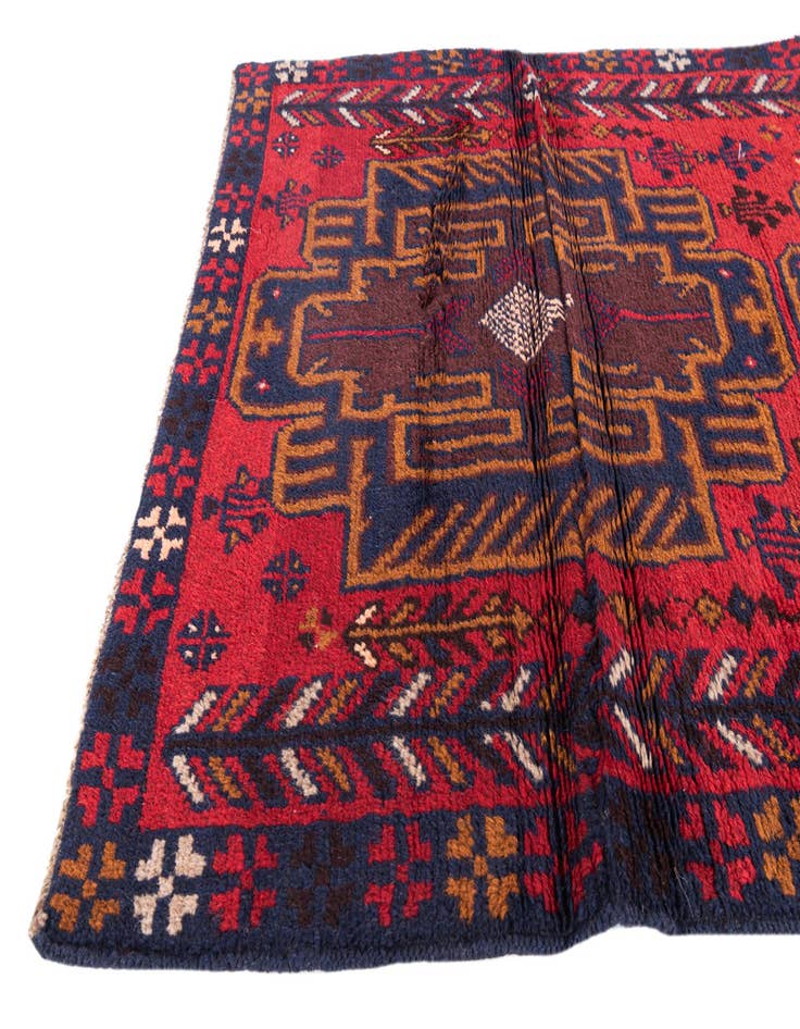 Detail image of  2' 10 x 4' 9  Hand Knotted Balouch Persian Wool Rug