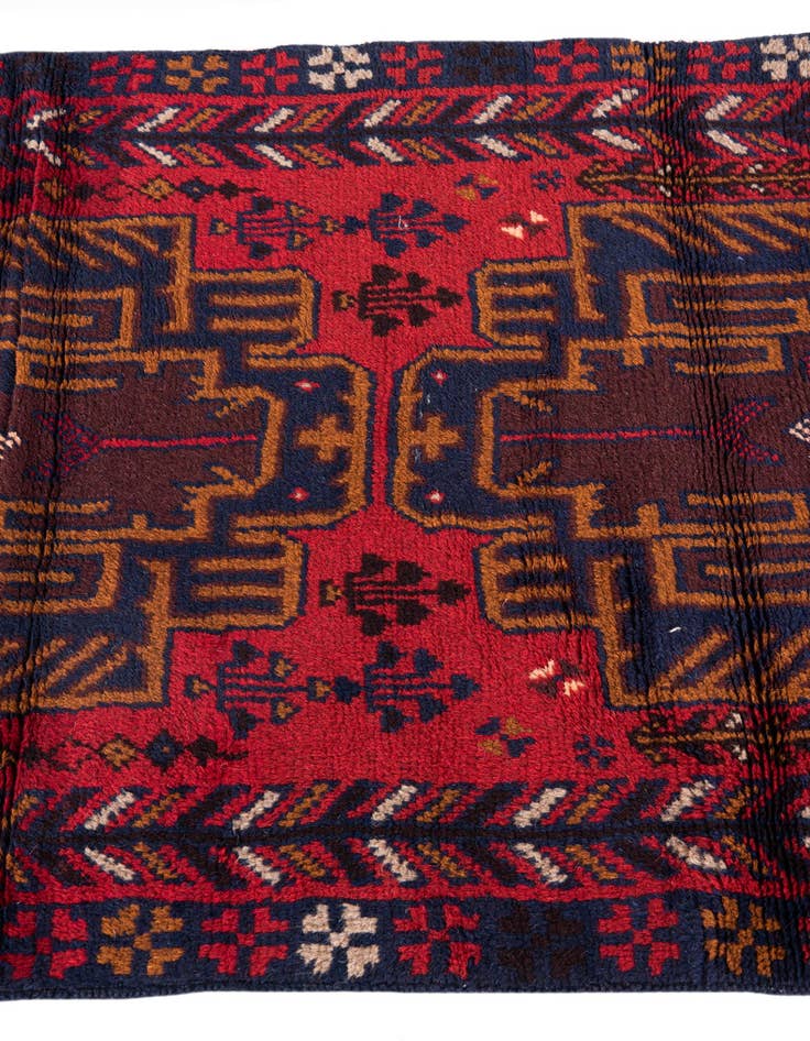 Detail image of  2' 10 x 4' 9  Hand Knotted Balouch Persian Wool Rug