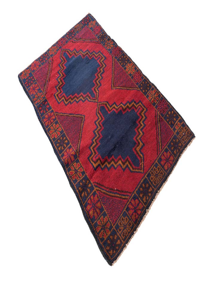 Detail image of  2' 11 x 4' 7  Hand Knotted Balouch Persian Wool Rug