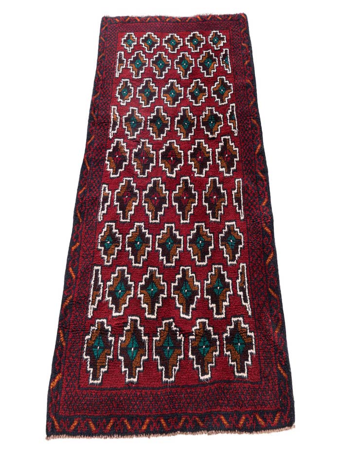 Detail image of  2' 9 x 4' 7  Hand Knotted Balouch Persian Wool Rug