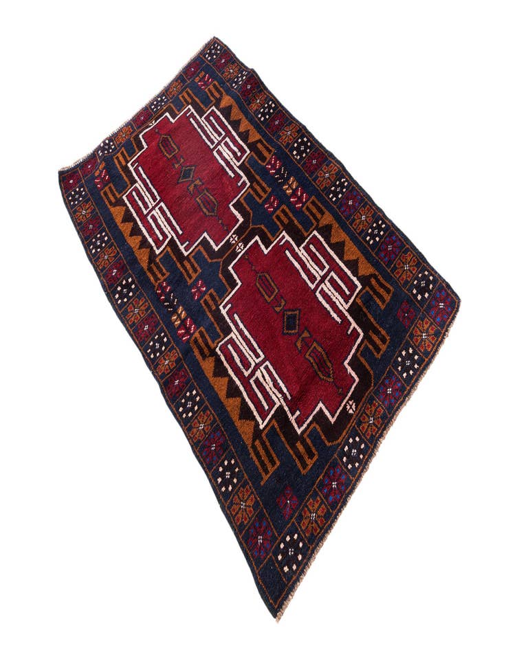 Detail image of  2' 11 x 4' 6  Hand Knotted Balouch Persian Wool Rug