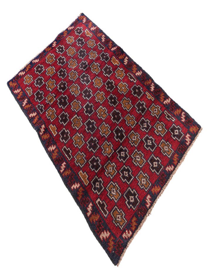 Detail image of  2' 10 x 4' 5  Hand Knotted Balouch Persian Wool Rug