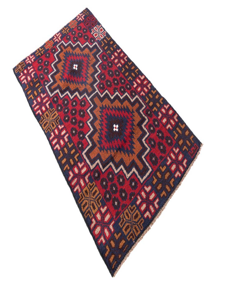 Detail image of  2' 10 x 4' 9  Hand Knotted Balouch Persian Wool Rug