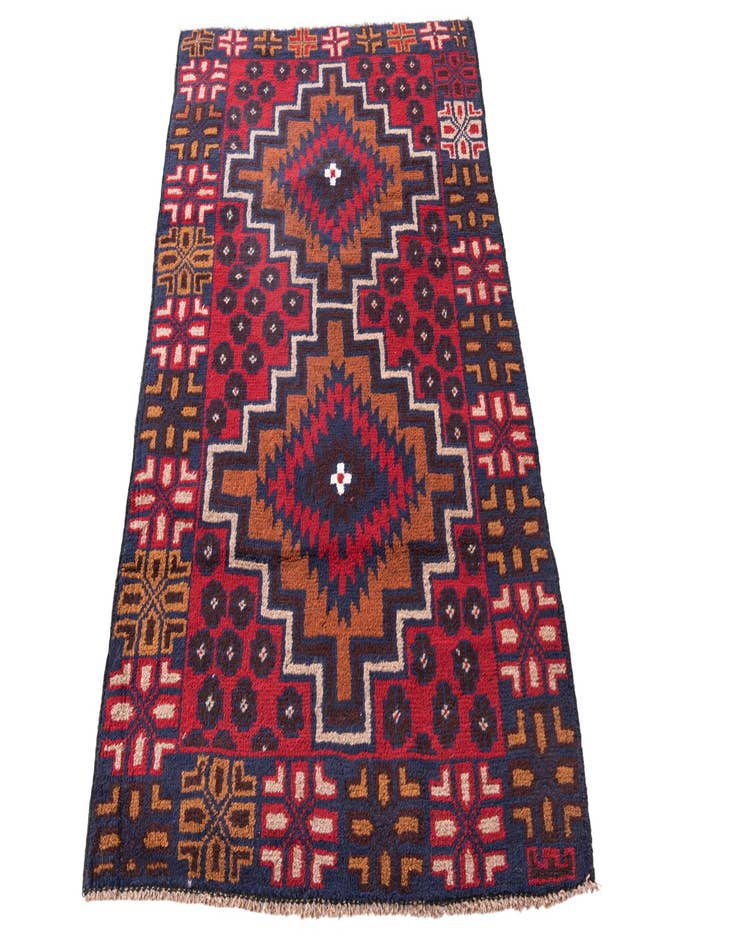 Detail image of  2' 10 x 4' 9  Hand Knotted Balouch Persian Wool Rug