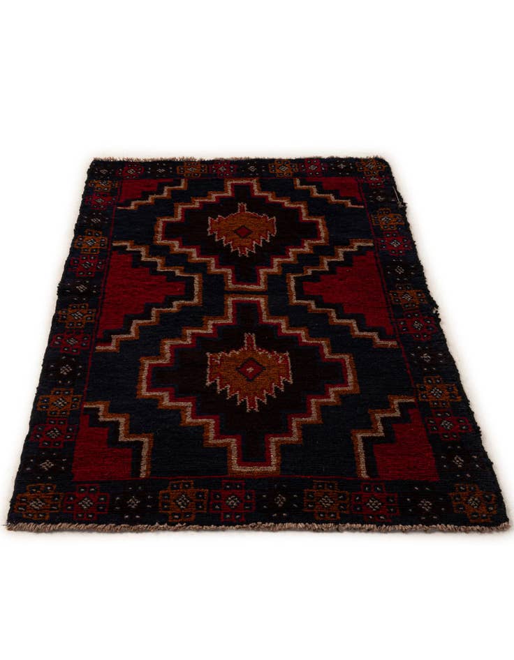 Detail image of  2' 10 x 4' 9  Hand Knotted Balouch Persian Wool Rug