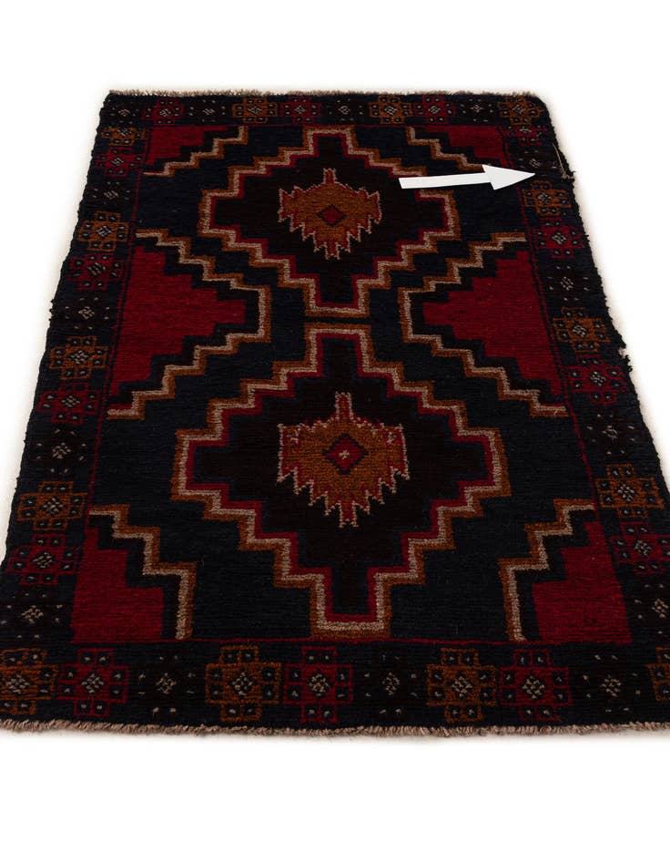 Detail image of  2' 10 x 4' 9  Hand Knotted Balouch Persian Wool Rug