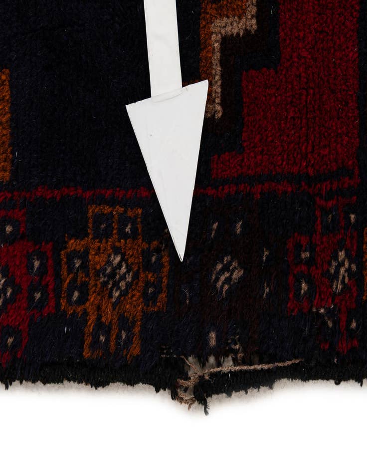 Detail image of  2' 10 x 4' 9  Hand Knotted Balouch Persian Wool Rug