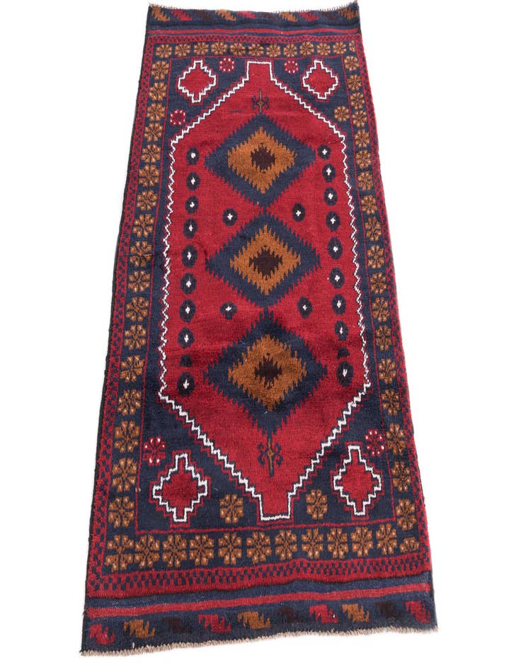 Detail image of  2' 10 x 4' 9  Hand Knotted Balouch Persian Wool Rug