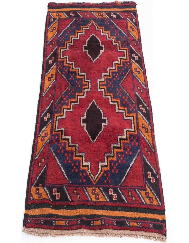 Detail image of  2' 10 x 4' 8  Hand Knotted Balouch Persian Wool Rug