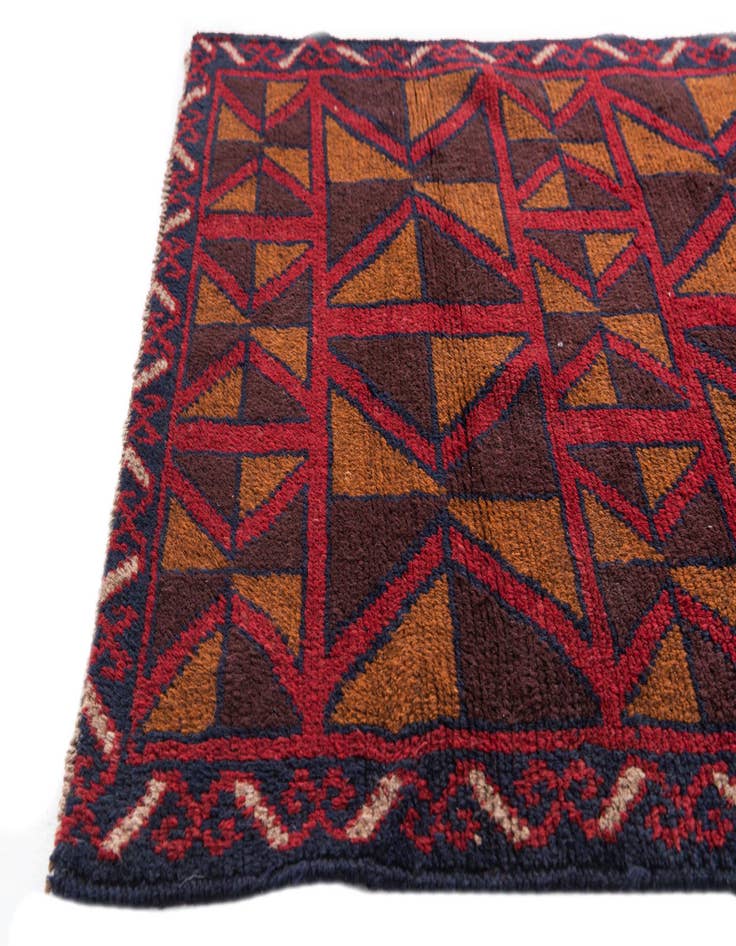 Detail image of  2' 10 x 4' 5  Hand Knotted Balouch Persian Wool Rug