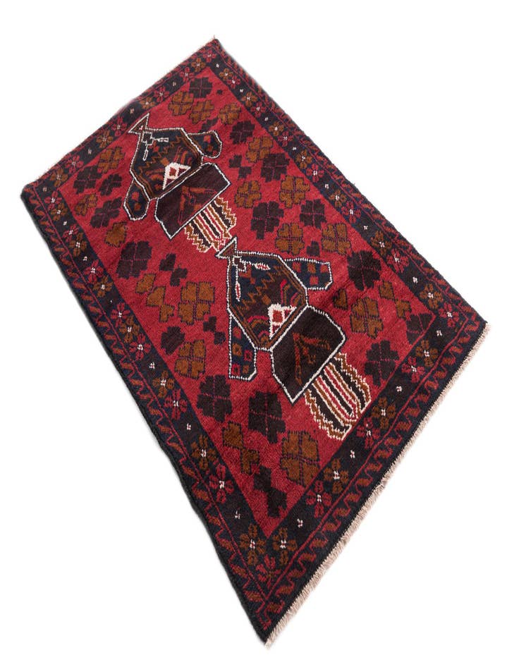 Detail image of  2' 10 x 4' 7  Hand Knotted Balouch Persian Wool Rug