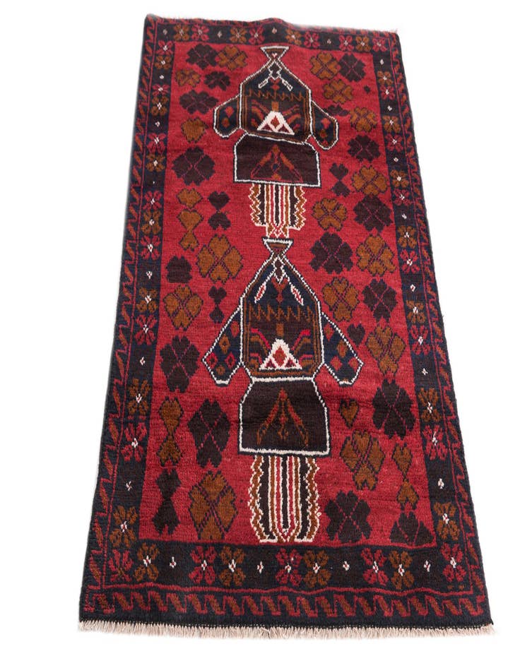 Detail image of  2' 10 x 4' 7  Hand Knotted Balouch Persian Wool Rug