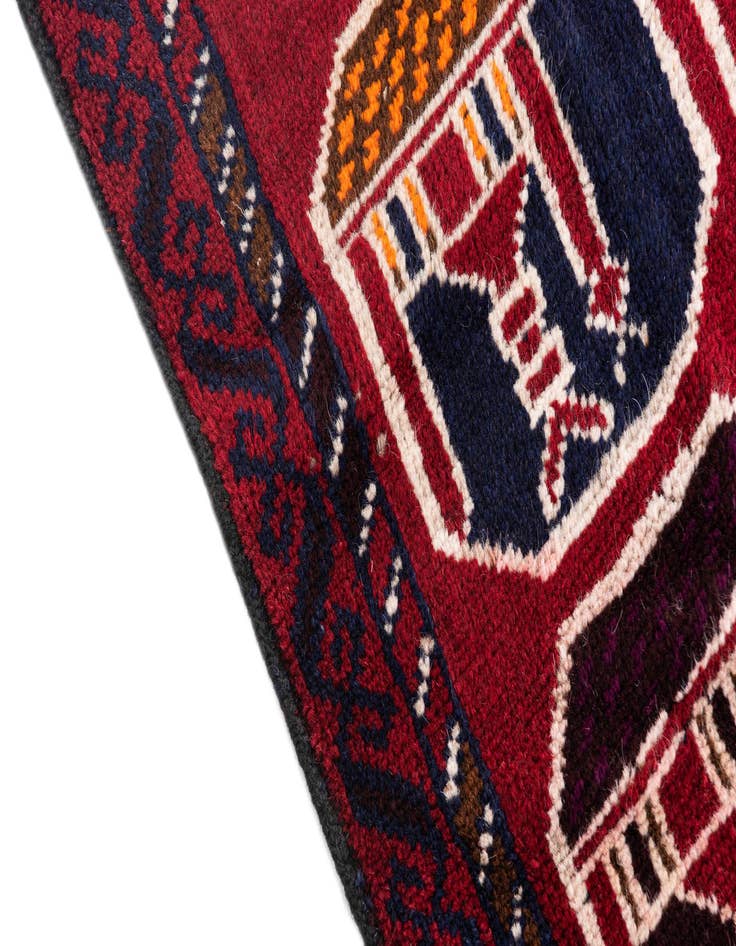 Detail image of  2' 10 x 4' 5  Hand Knotted Balouch Persian Wool Rug