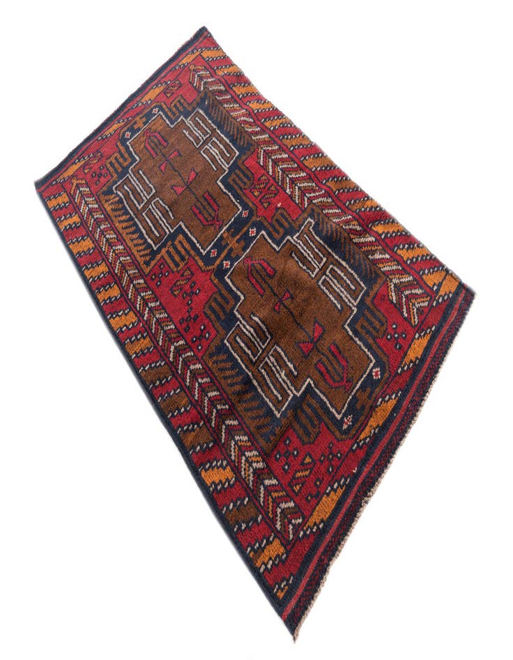 Detail image of  2' 10 x 4' 8  Hand Knotted Balouch Persian Wool Rug