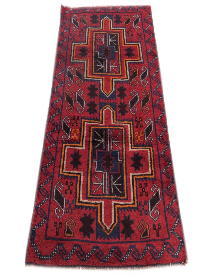 Detail image of  2' 10 x 4' 8  Hand Knotted Balouch Persian Wool Rug