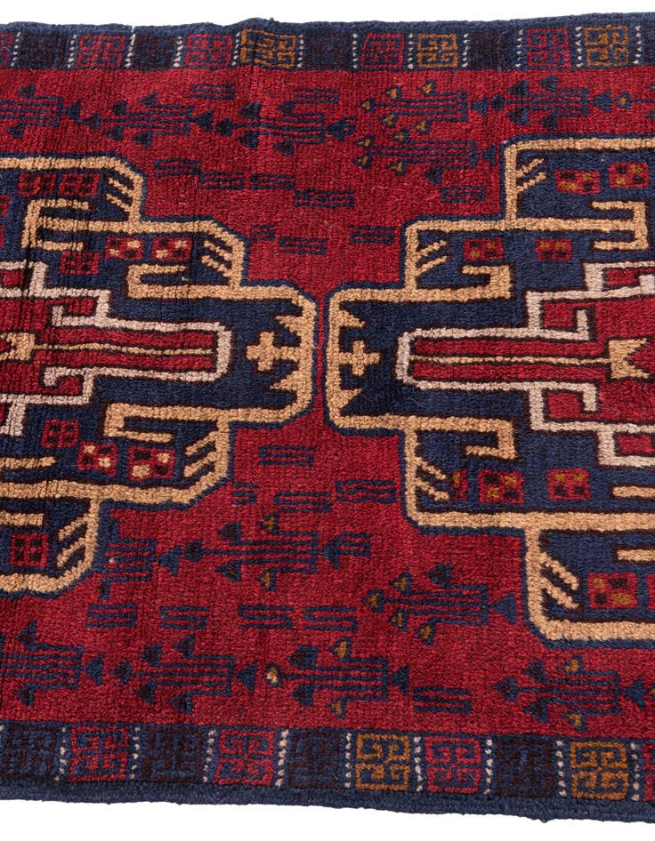 Detail image of  2' 10 x 4' 6  Hand Knotted Balouch Persian Wool Rug
