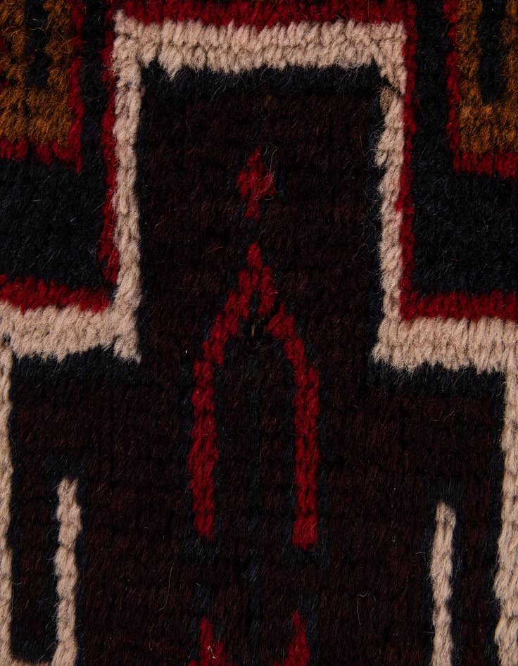 Detail image of  2' 10 x 4' 7  Hand Knotted Balouch Persian Wool Rug