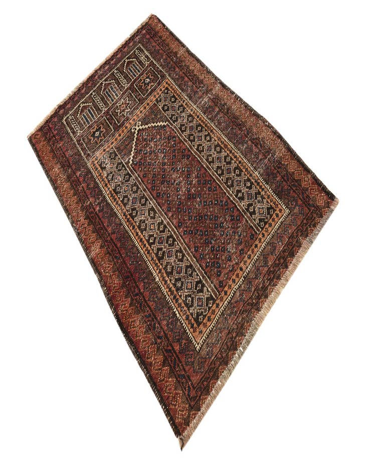 Detail image of  3' 4 x 4' 10  Hand Knotted Balouch Persian Wool Rug