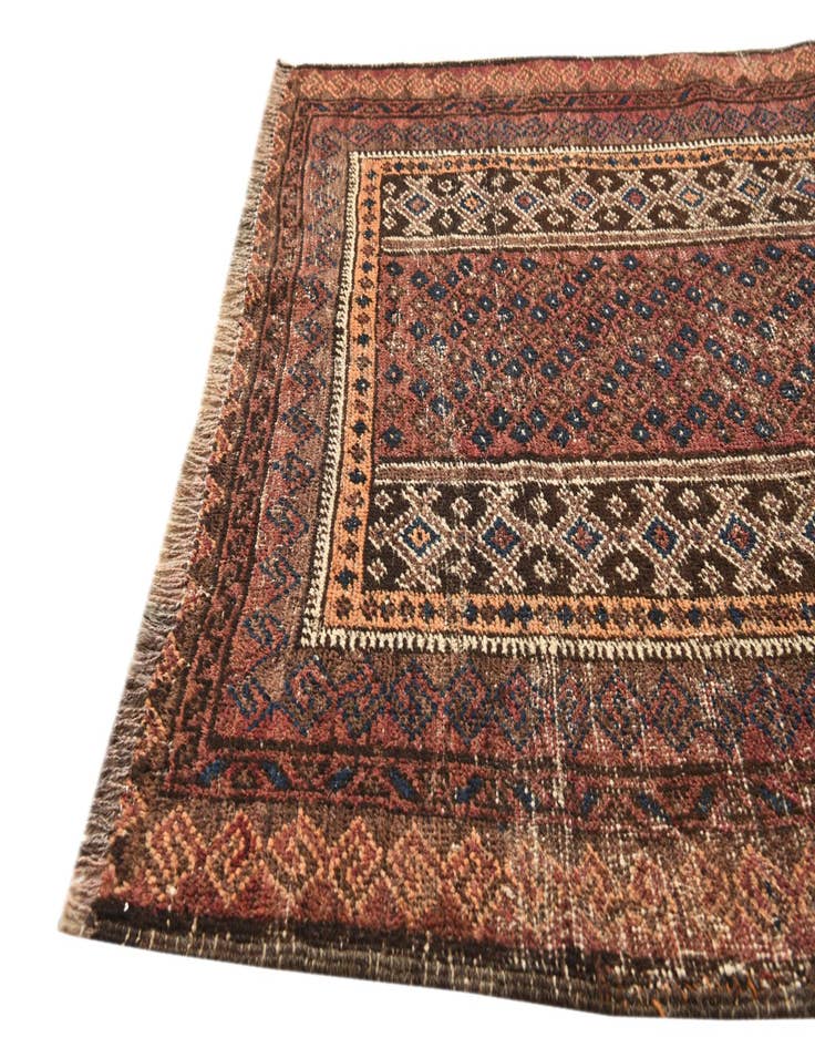 Detail image of  3' 4 x 4' 10  Hand Knotted Balouch Persian Wool Rug