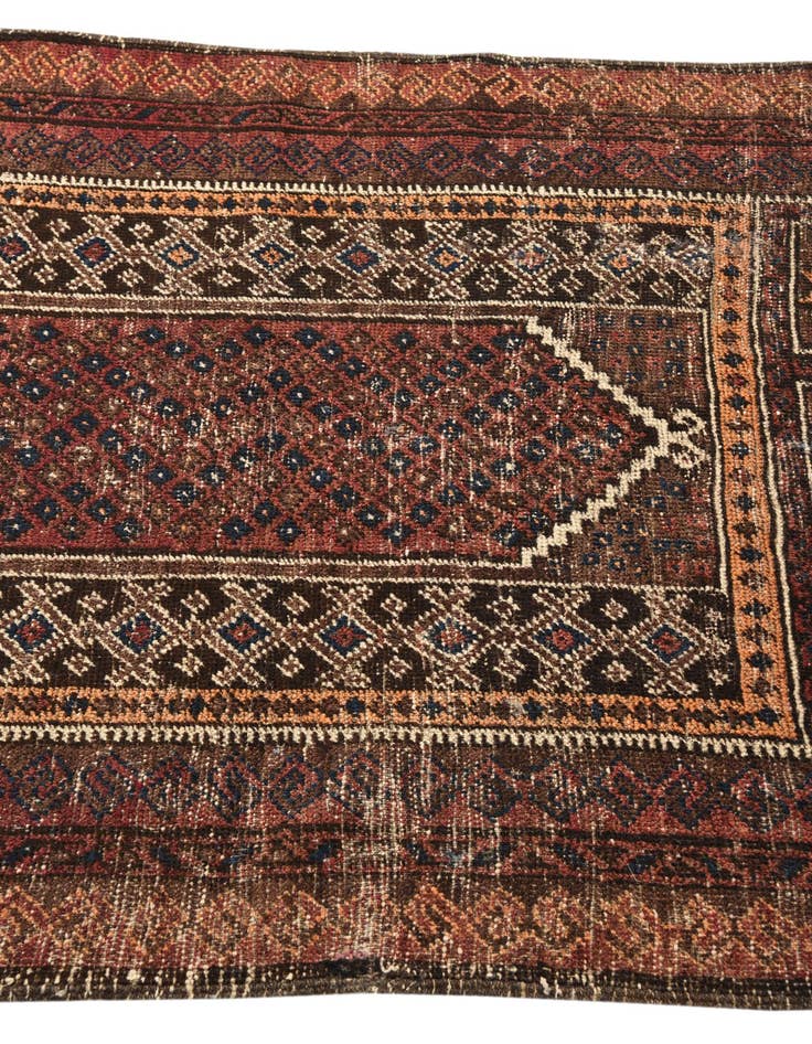 Detail image of  3' 4 x 4' 10  Hand Knotted Balouch Persian Wool Rug