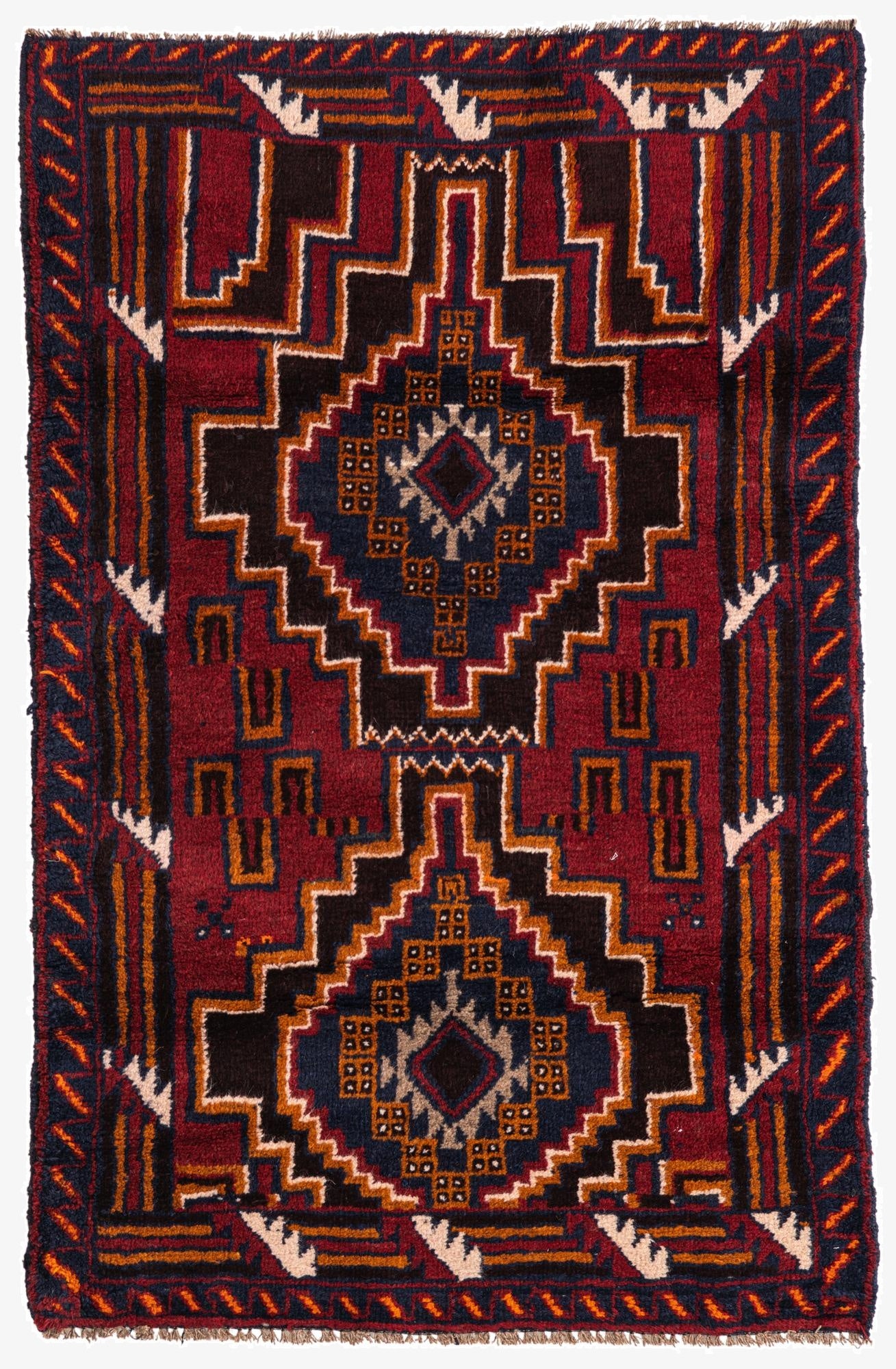  2' 10 x 4' 6  Hand Knotted Balouch Persian Wool Rug