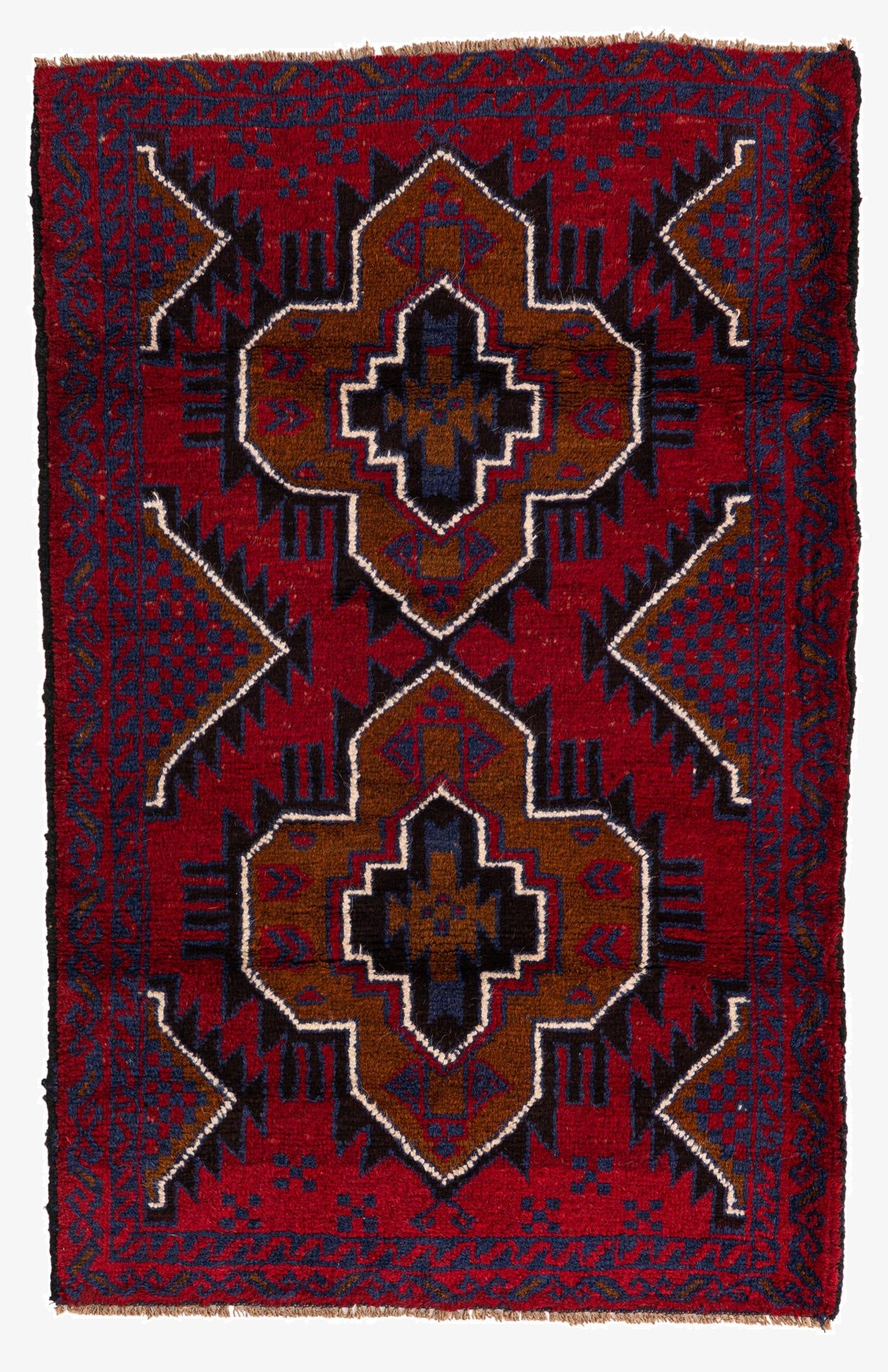  3' x 4' 7  Hand Knotted Balouch Persian Wool Rug