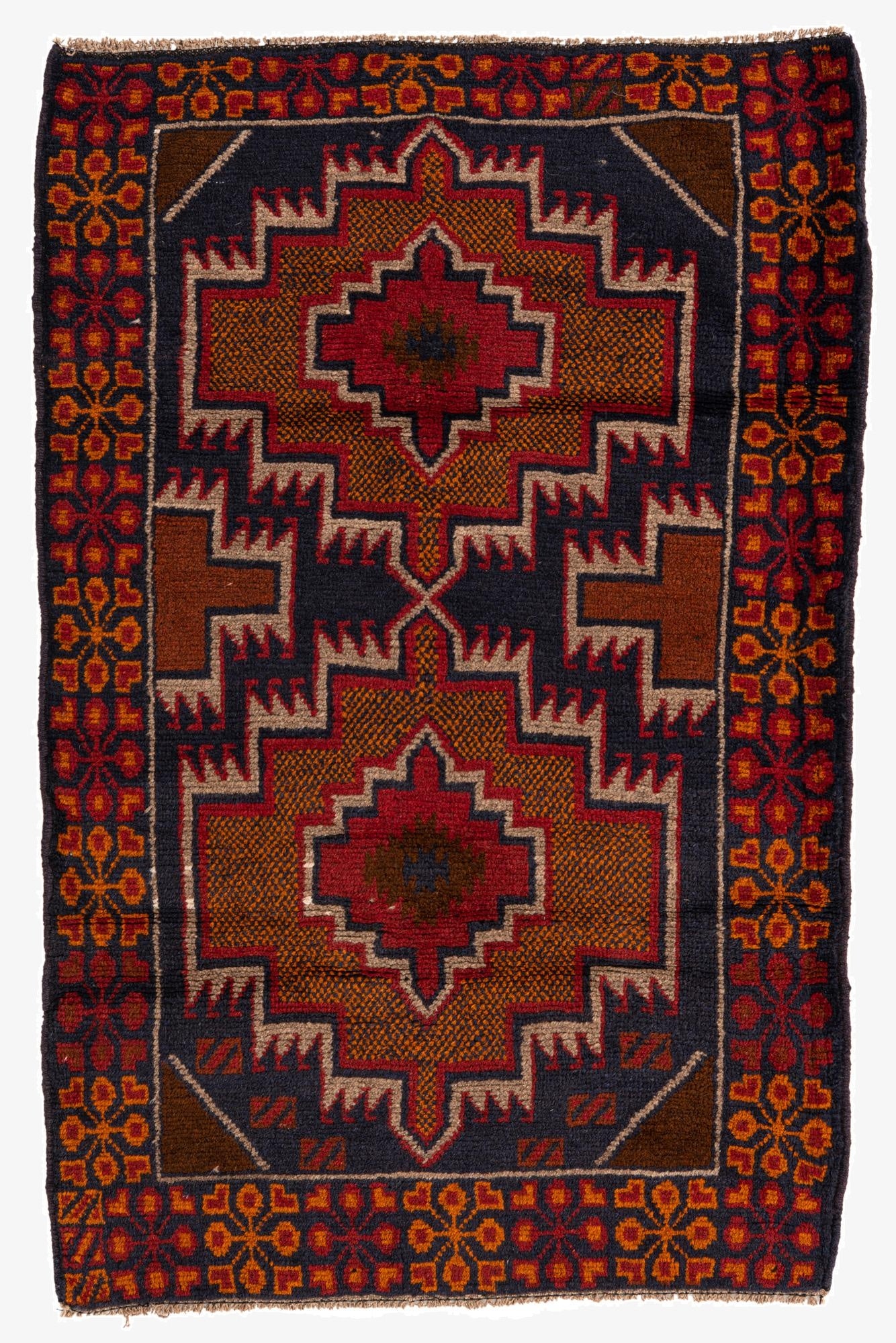  2' 11 x 4' 6  Hand Knotted Balouch Persian Wool Rug