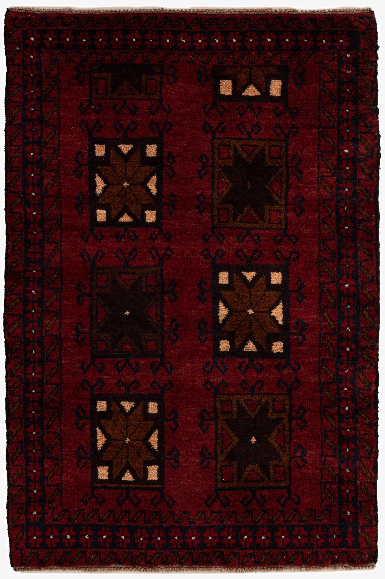  3' x 4' 7  Hand Knotted Balouch Persian Wool Rug