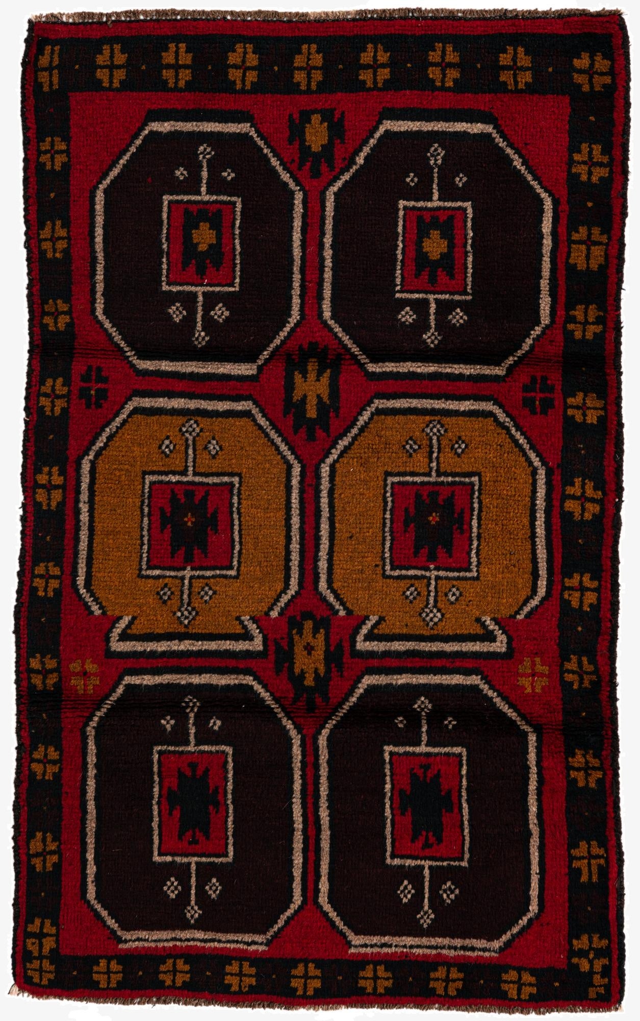  2' 9 x 4' 7  Hand Knotted Balouch Persian Wool Rug