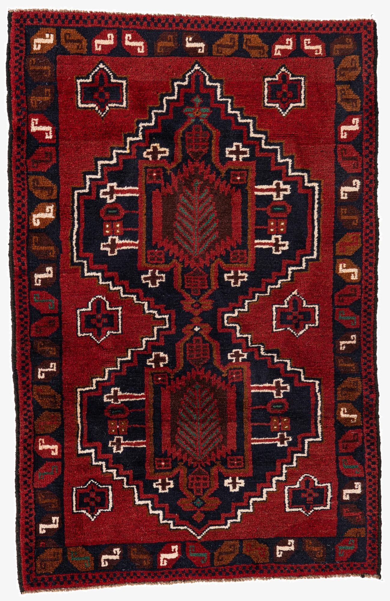  3' x 4' 6  Hand Knotted Balouch Persian Wool Rug