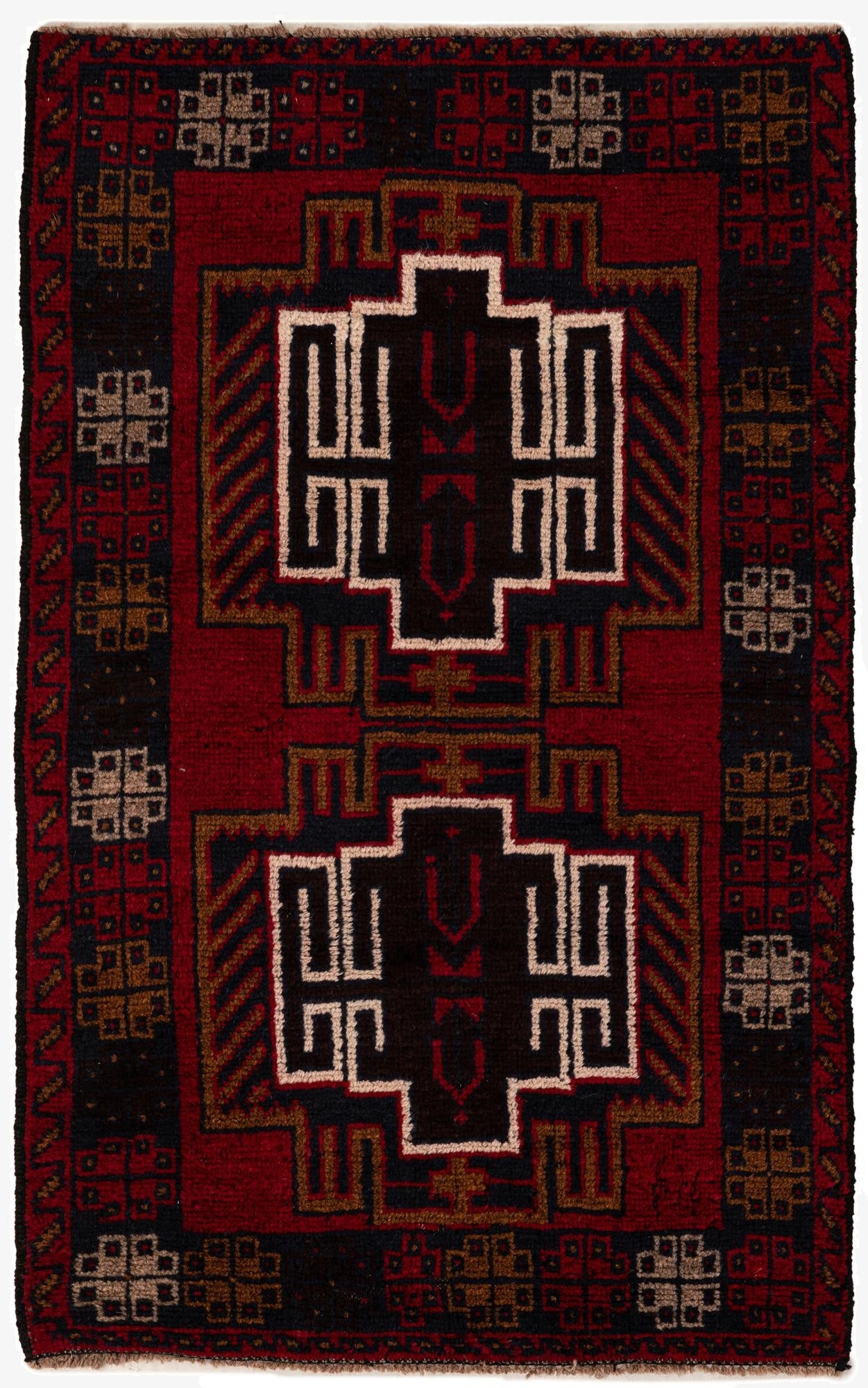  2' 10 x 4' 7  Hand Knotted Balouch Persian Wool Rug