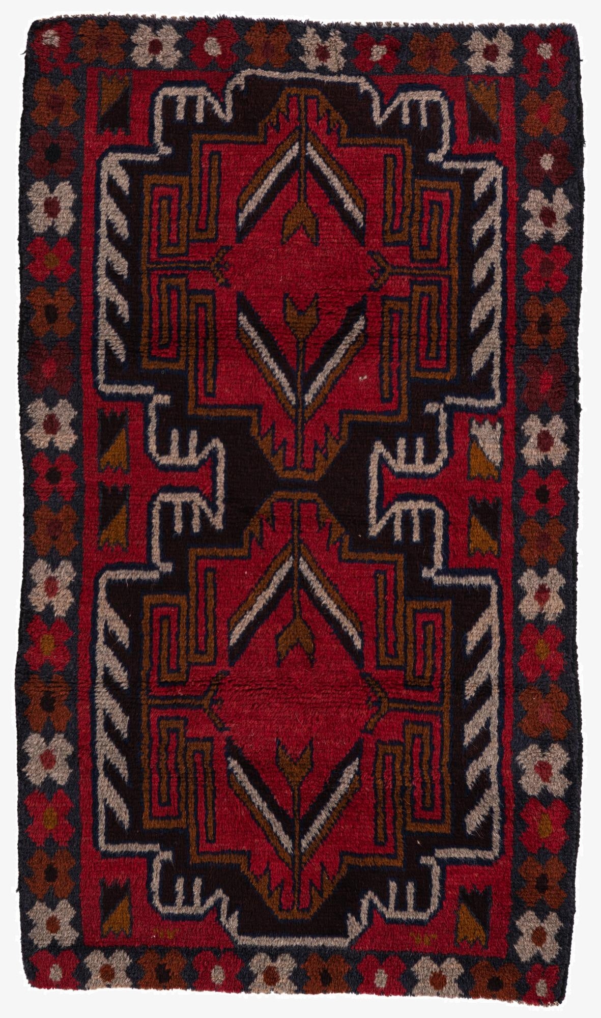  2' 9 x 4' 9  Hand Knotted Balouch Persian Wool Rug