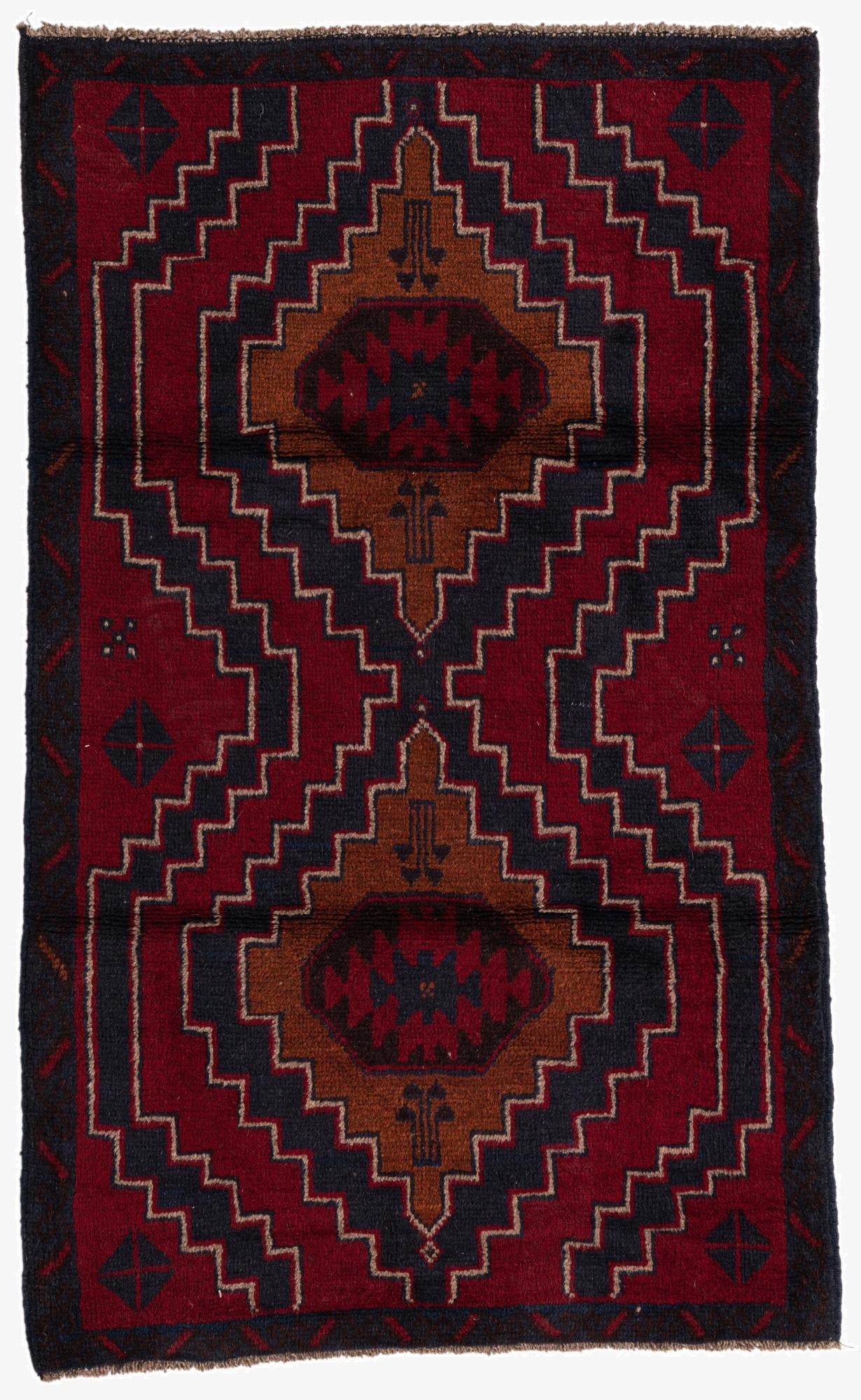  3' x 4' 8  Hand Knotted Balouch Persian Wool Rug