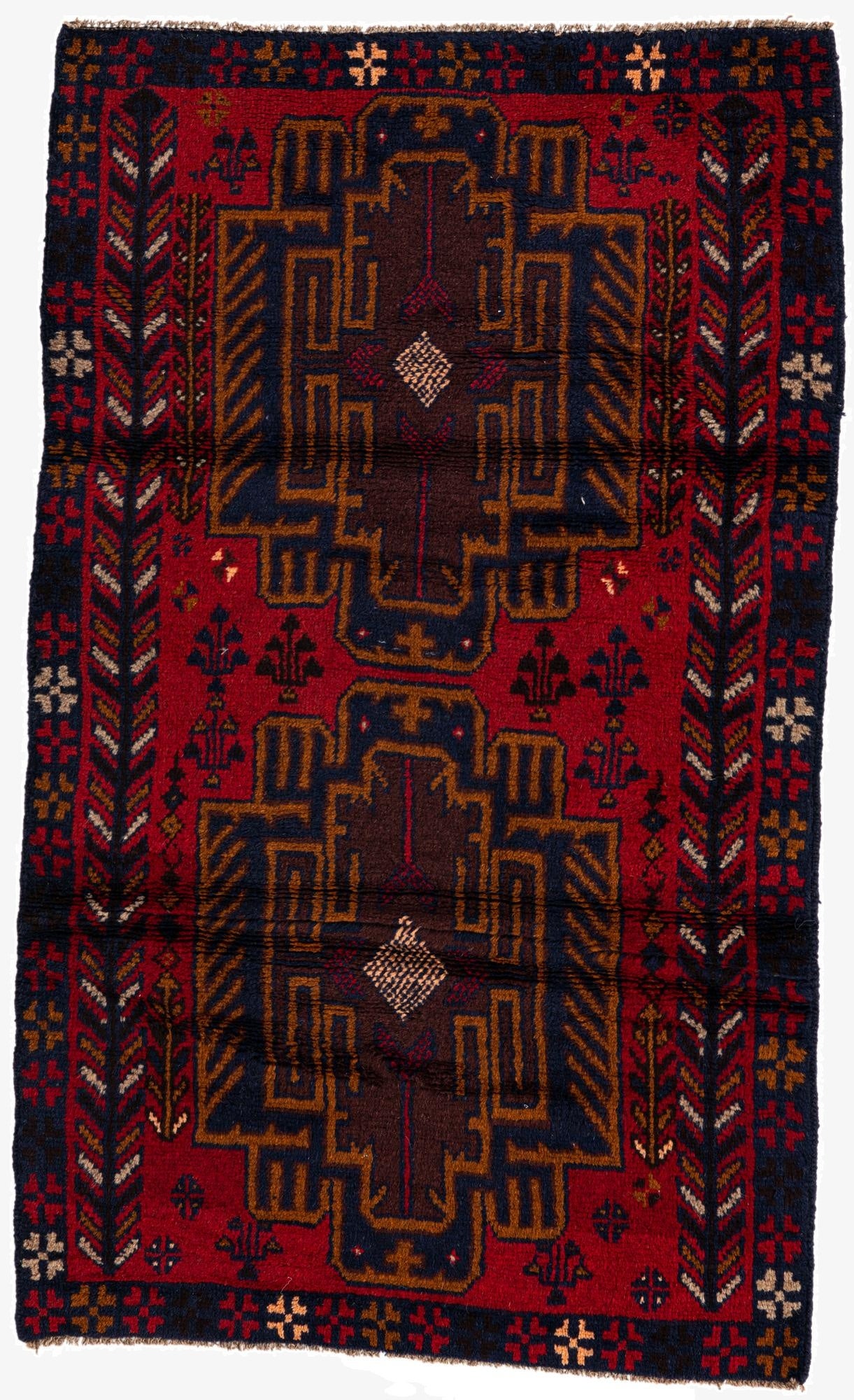  2' 10 x 4' 9  Hand Knotted Balouch Persian Wool Rug