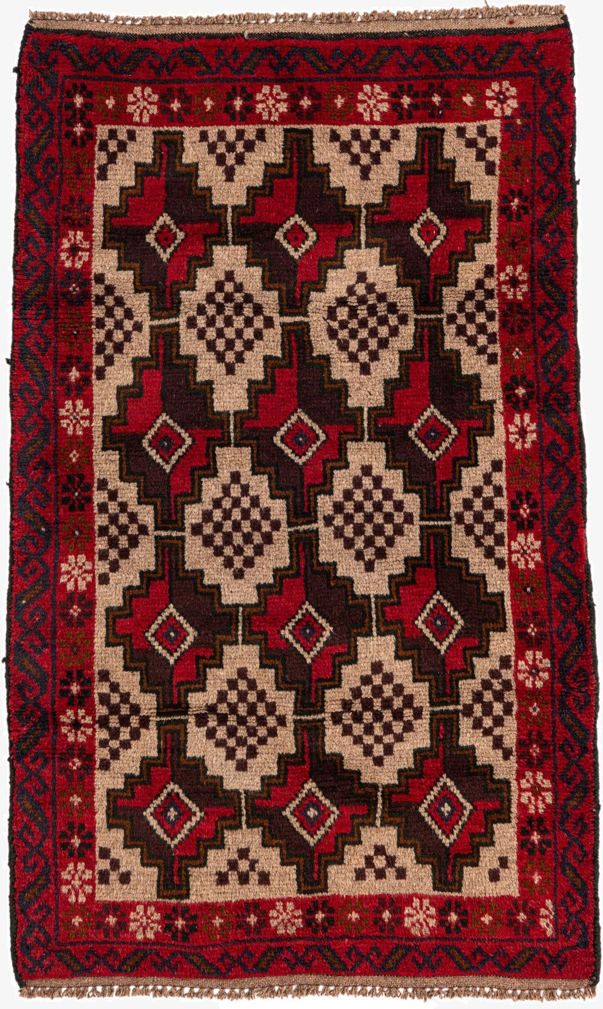  2' 10 x 4' 9  Hand Knotted Balouch Persian Wool Rug