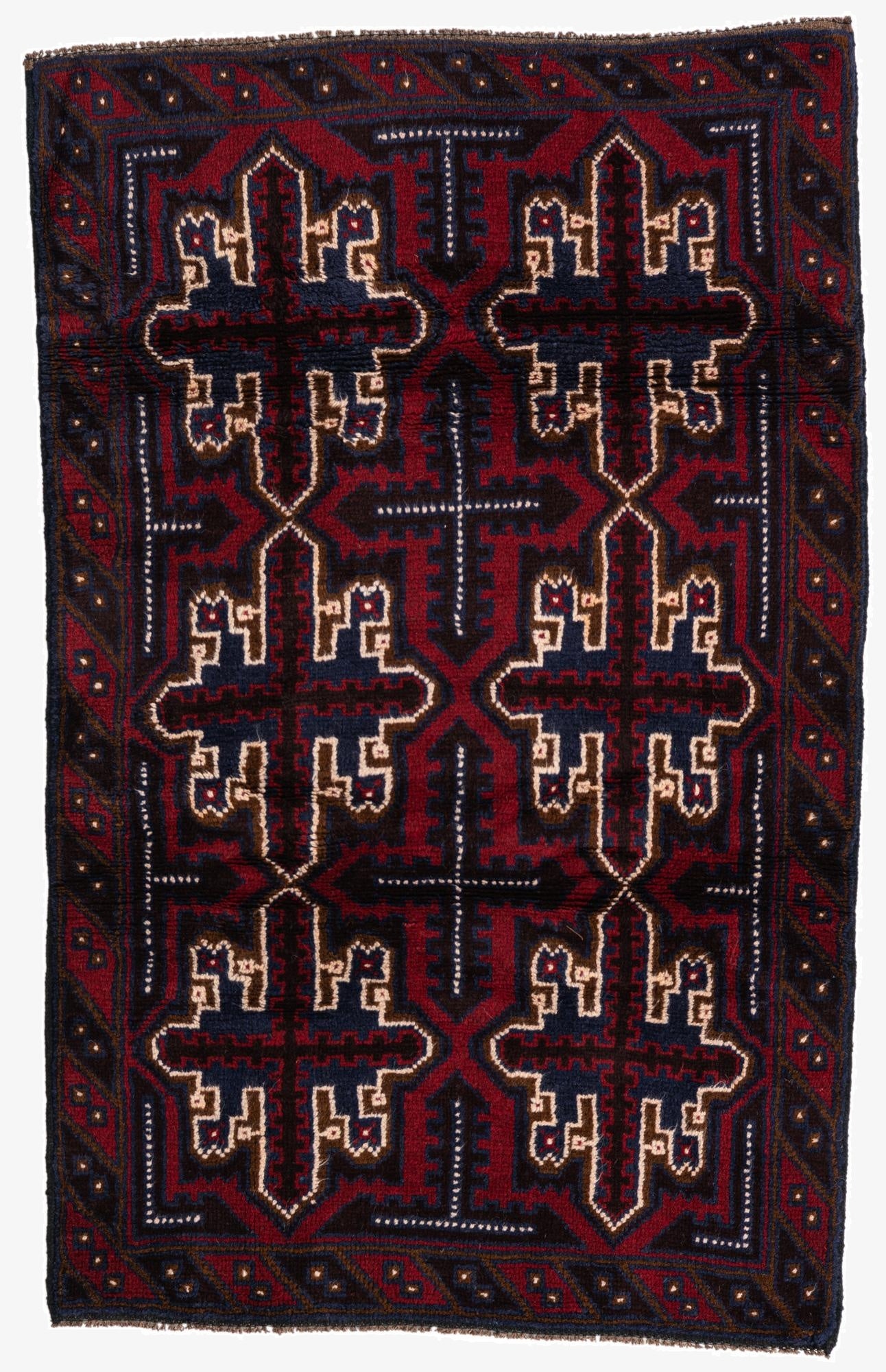  2' 10 x 4' 5  Hand Knotted Balouch Persian Wool Rug