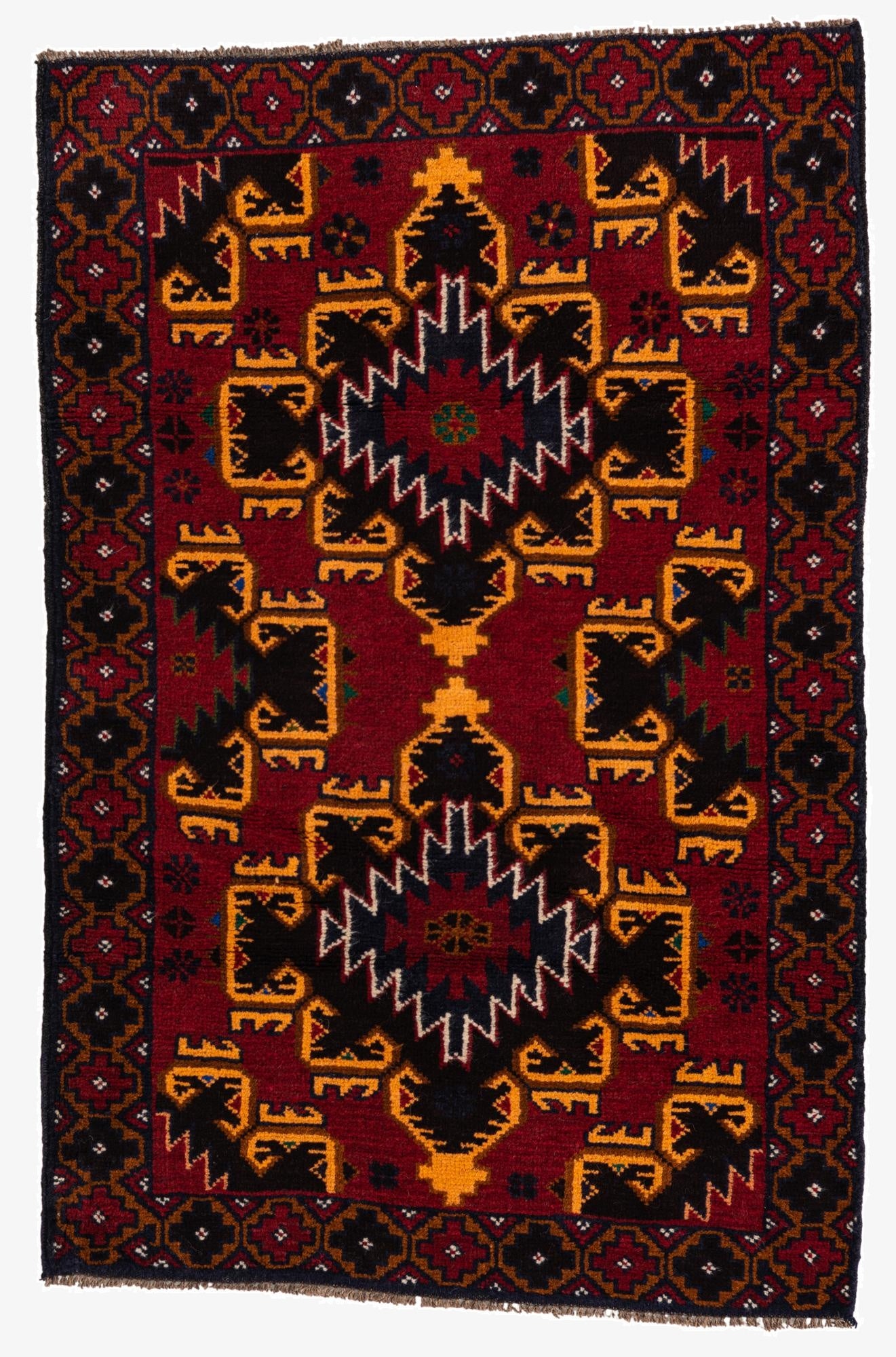  3' x 4' 5  Hand Knotted Balouch Persian Wool Rug