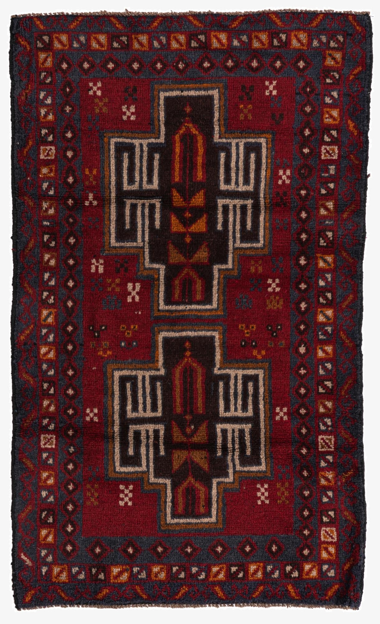  2' 10 x 4' 9  Hand Knotted Balouch Persian Wool Rug