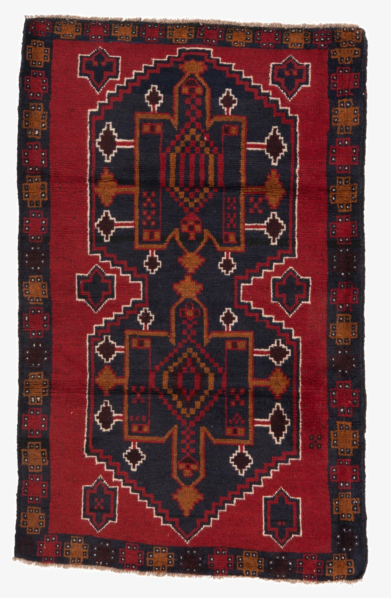  3' x 4' 9  Hand Knotted Balouch Persian Wool Rug