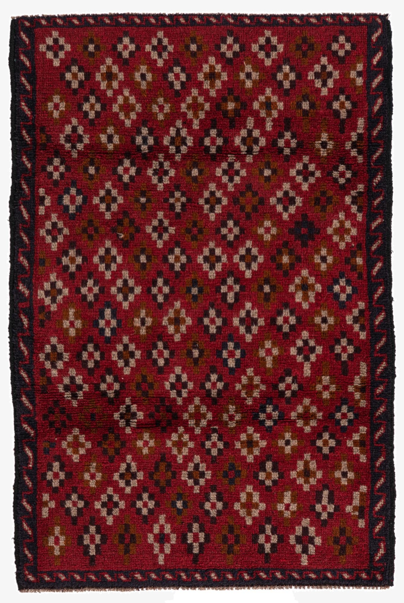  3' x 4' 7  Hand Knotted Balouch Persian Wool Rug
