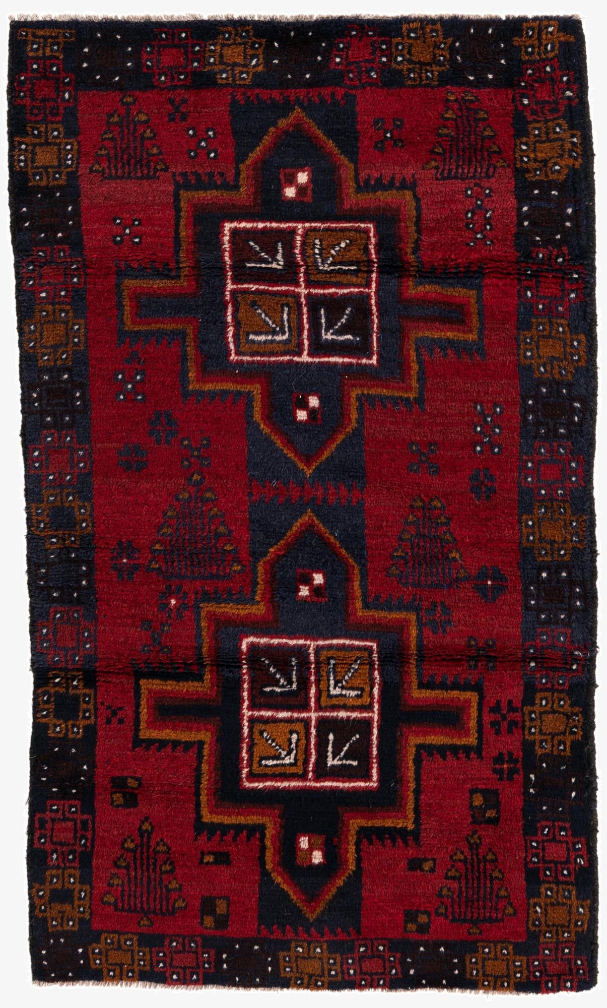  2' 9 x 4' 8  Hand Knotted Balouch Persian Wool Rug