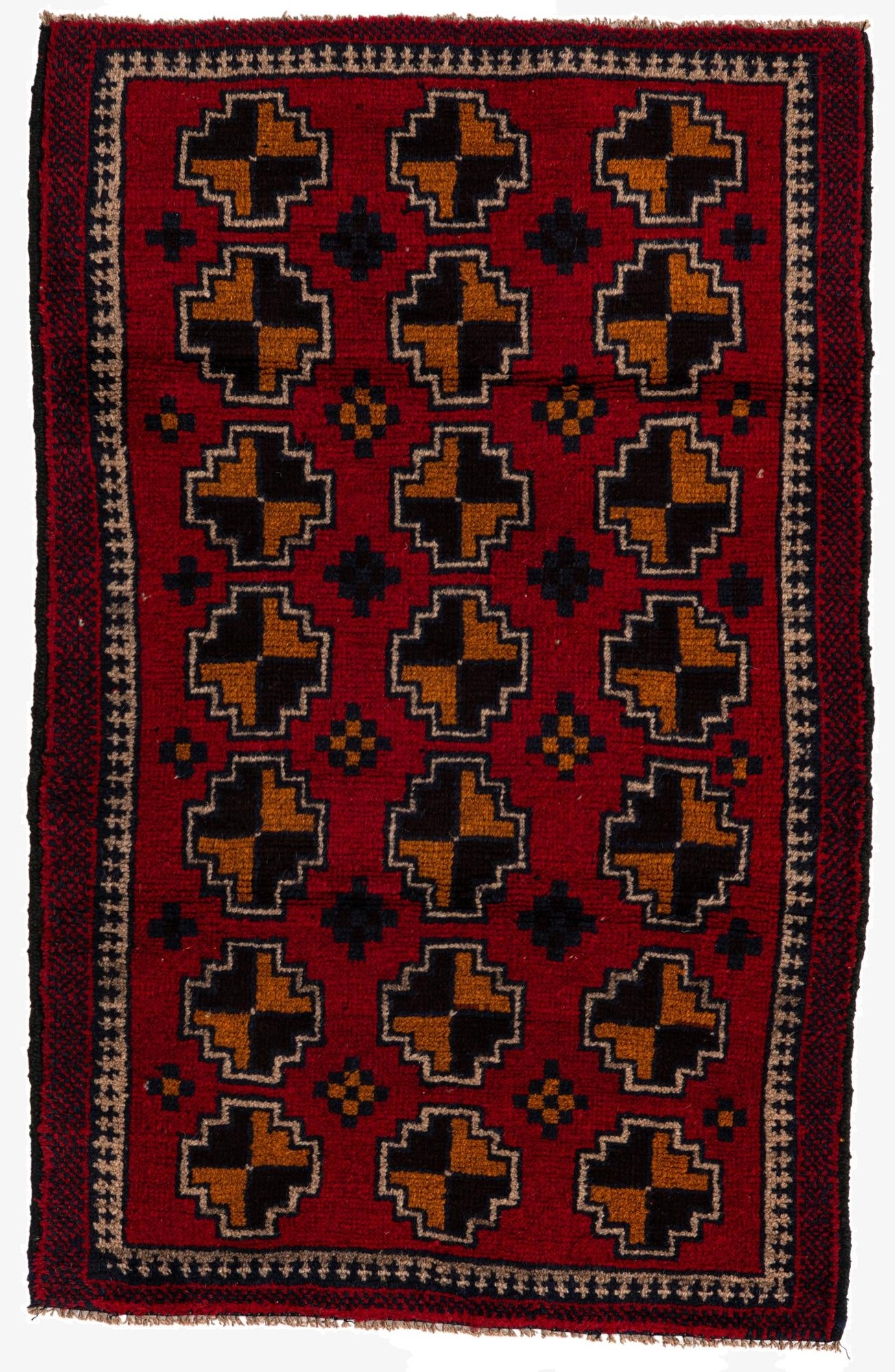  2' 10 x 4' 5  Hand Knotted Balouch Persian Wool Rug