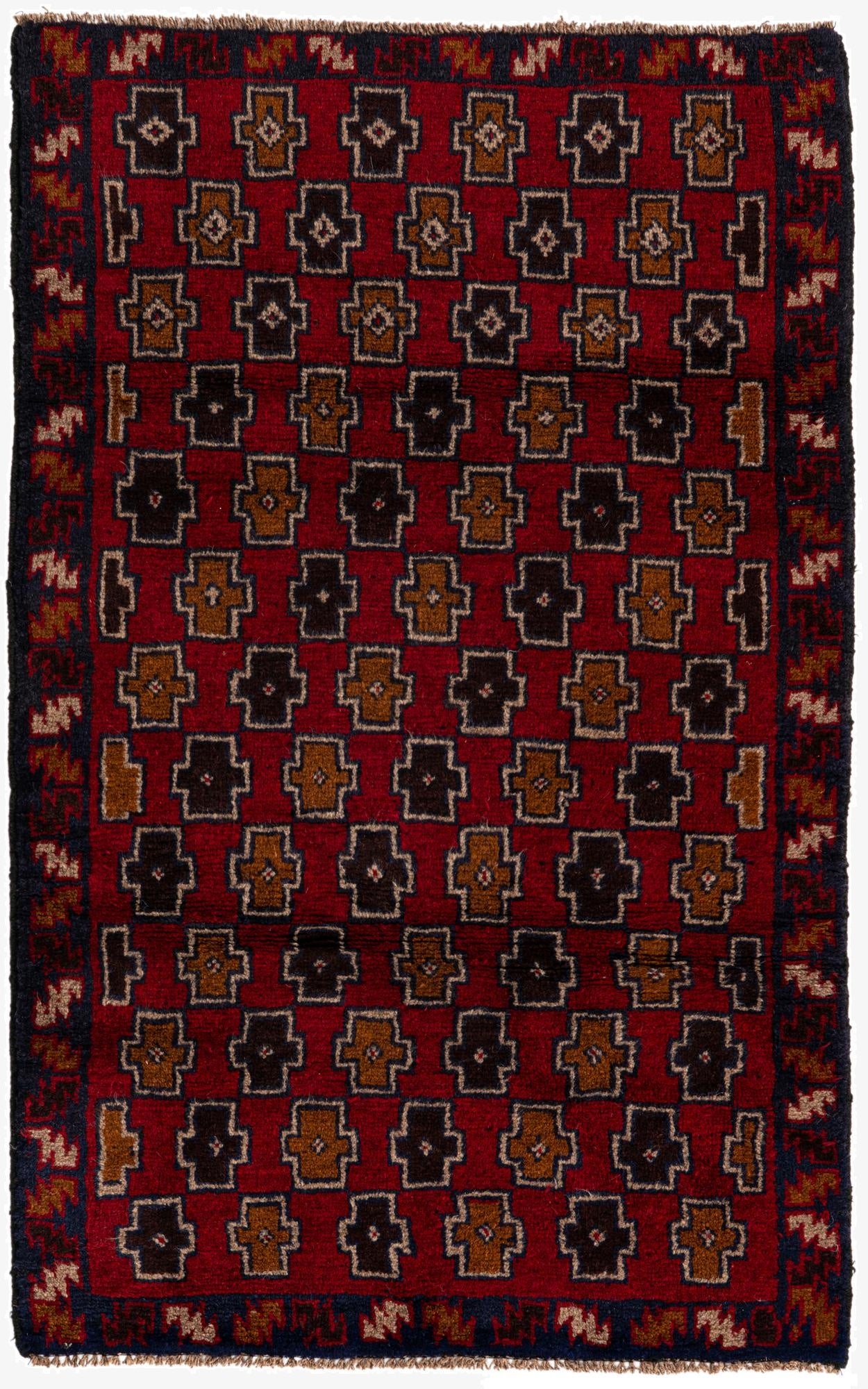  2' 10 x 4' 5  Hand Knotted Balouch Persian Wool Rug