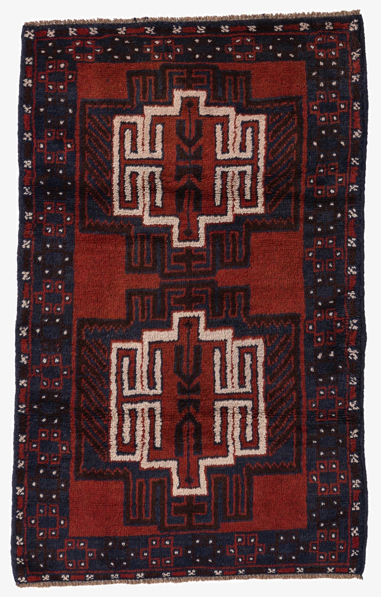  2' 10 x 4' 6  Hand Knotted Balouch Persian Wool Rug