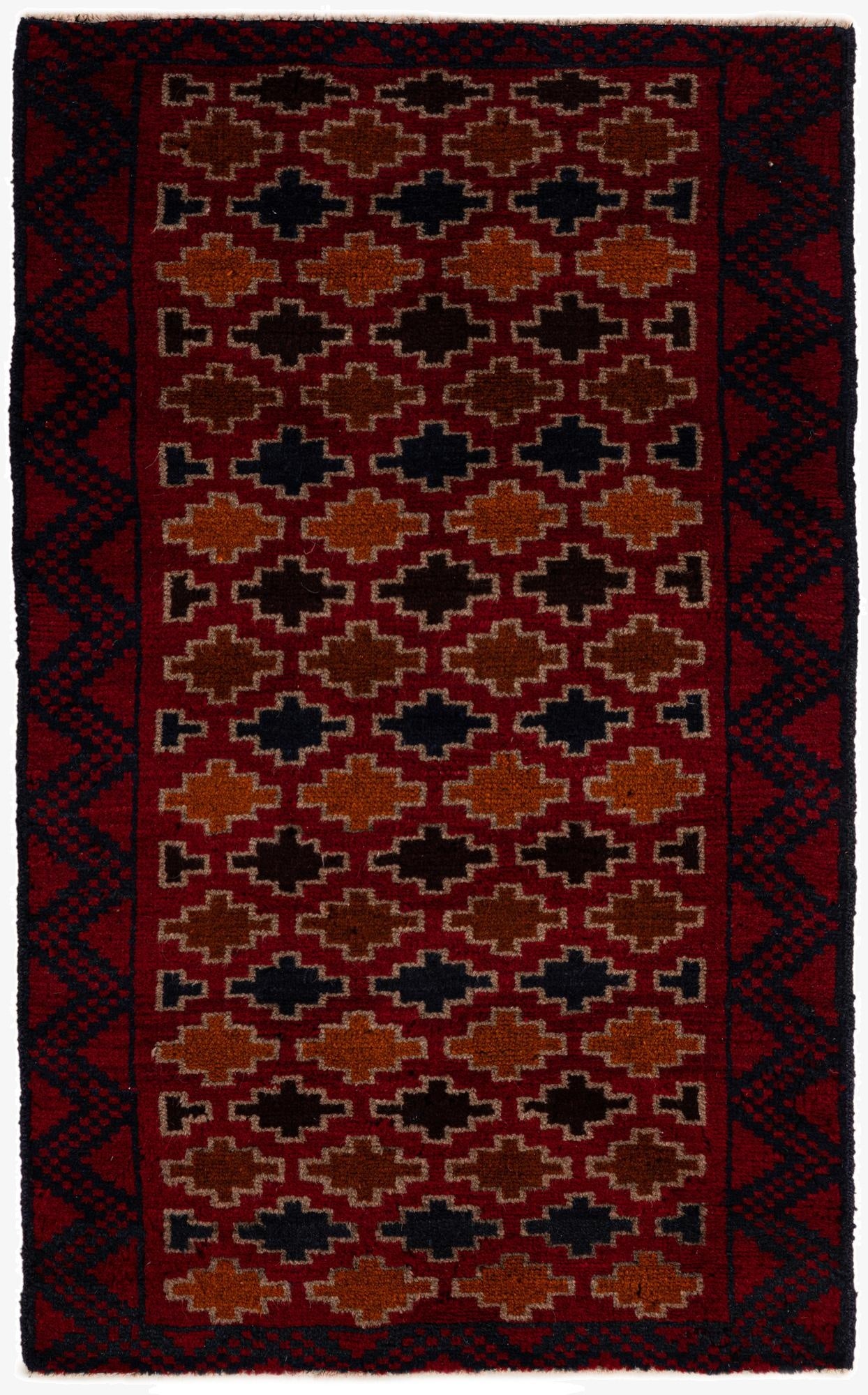  2' 10 x 4' 7  Hand Knotted Balouch Persian Wool Rug
