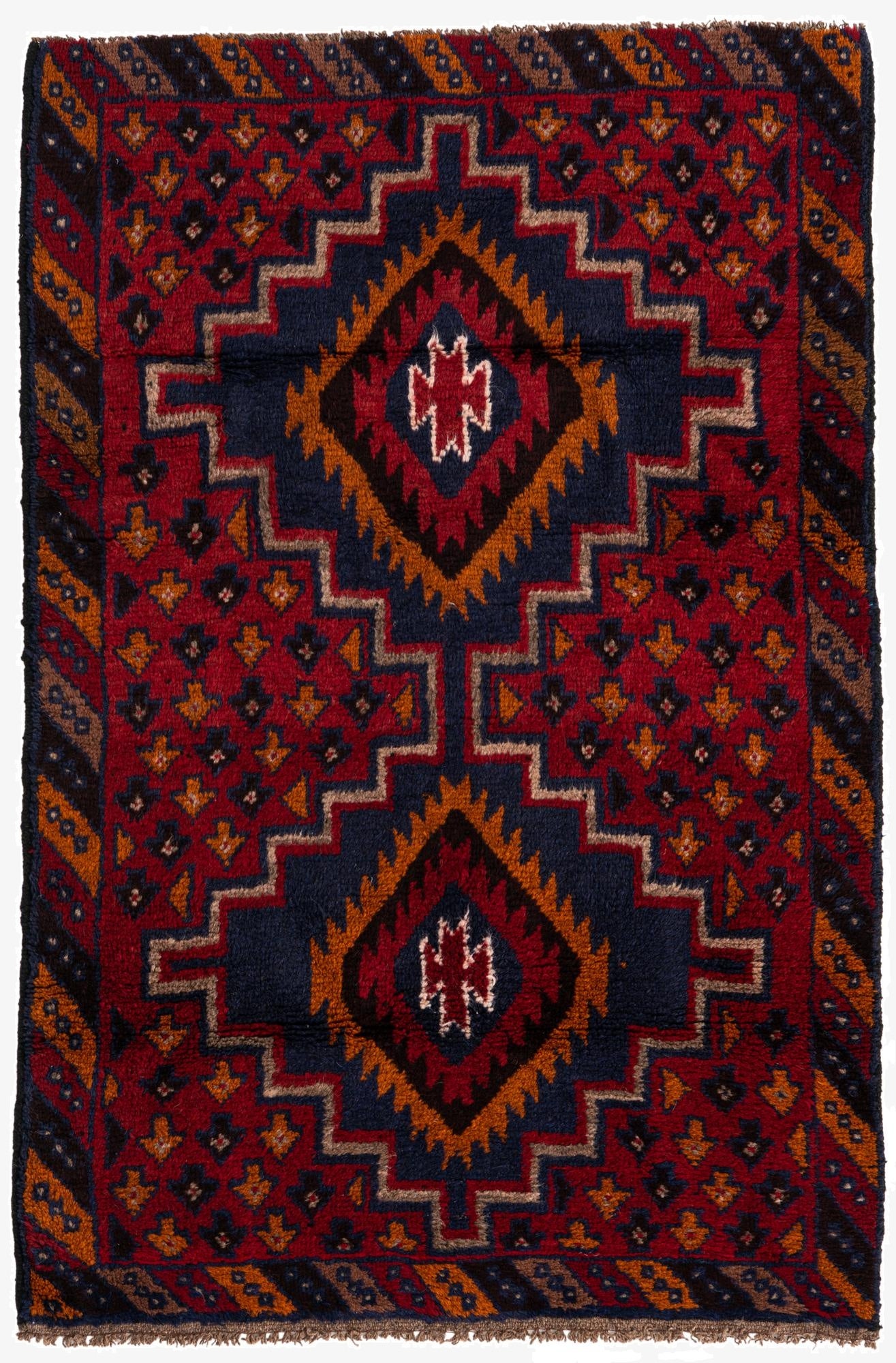  2' 11 x 4' 6  Hand Knotted Balouch Persian Wool Rug