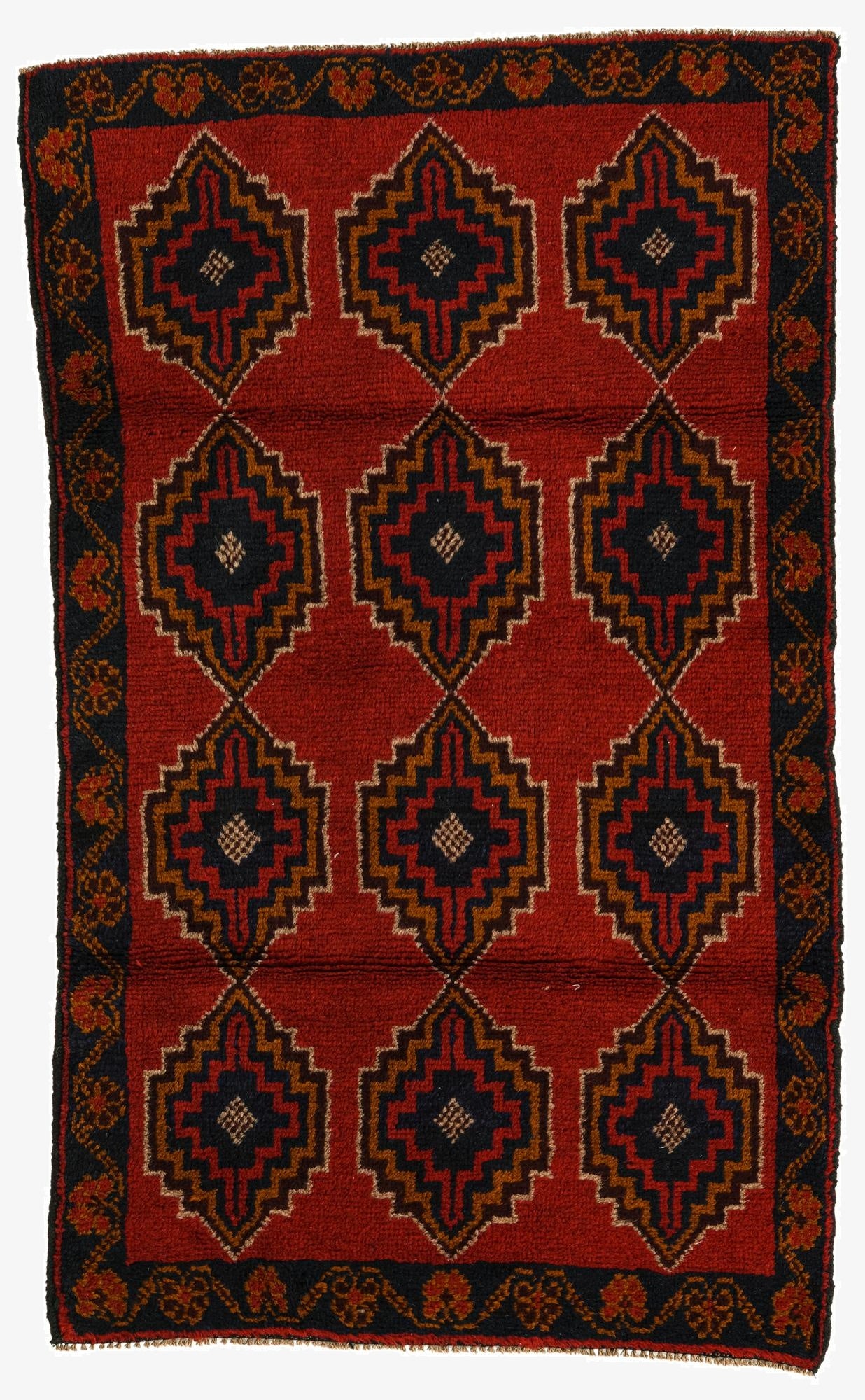  2' 9 x 4' 7  Hand Knotted Balouch Persian Wool Rug