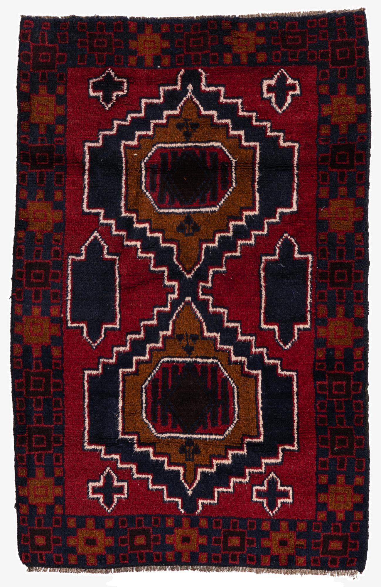  3' x 4' 6  Hand Knotted Balouch Persian Wool Rug